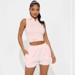 NWT baby pink active shorts set